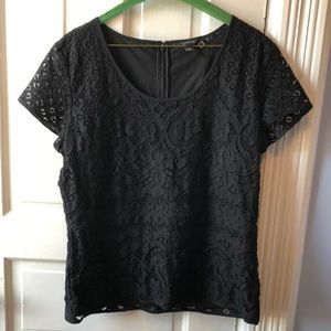 Ann Taylor black lace top size L